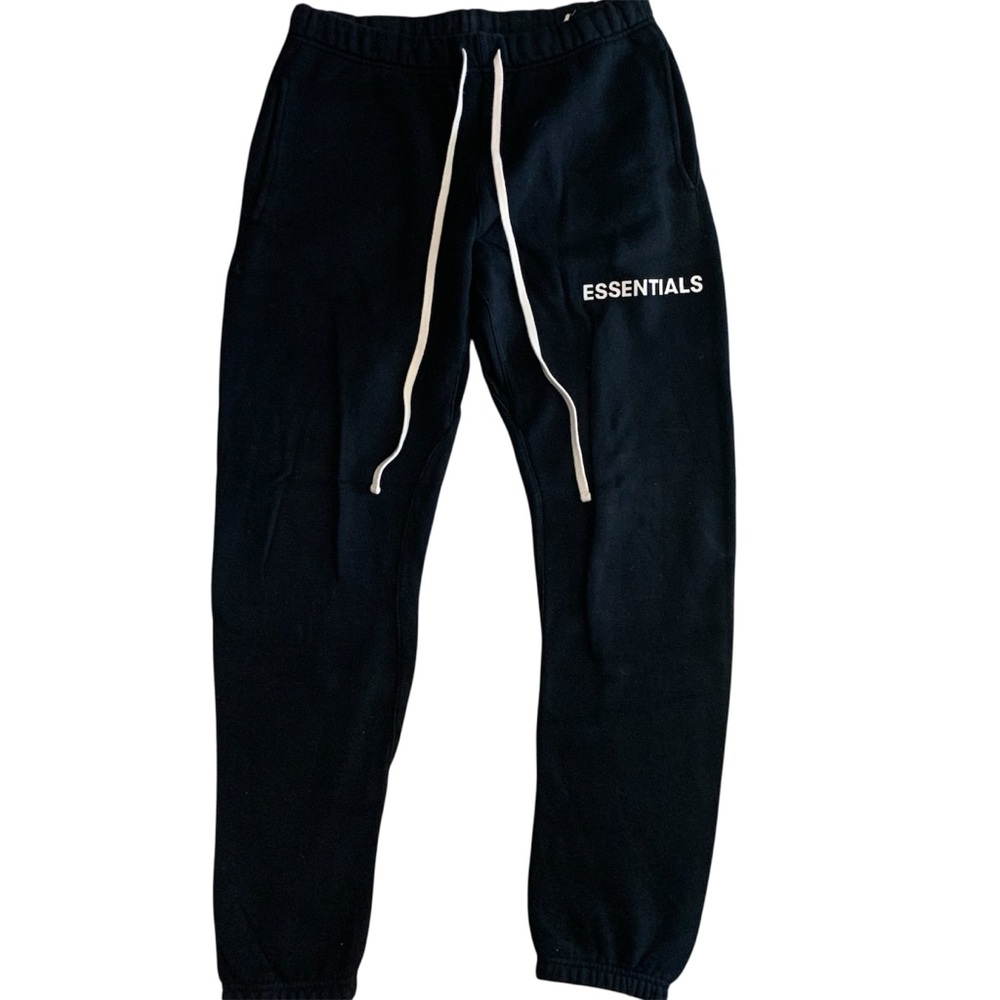 Essentials Black Sweatpants with White Drawstrings